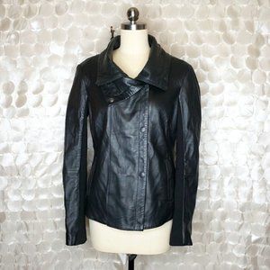 Barneys New York Women’s 100% Genuine Leather Motorcycle Moto Biker Jacket Sz M